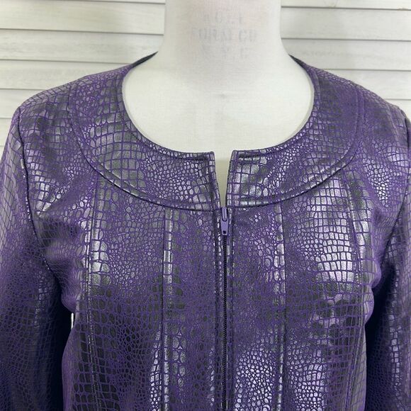 Susan Graver Jacket Size Large Embossed Faux Croc NWOT - Picture 3 of 12